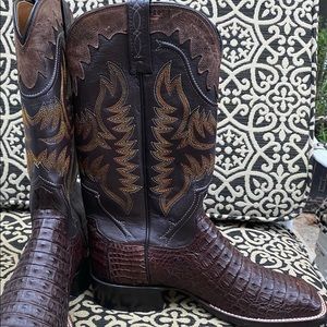 WOMENS Lucchese crocodile and leather cowgirl boots